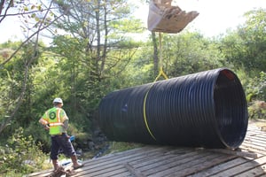 Installing polyethylene culvert and drain pipe