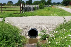 Installed polyethylene culvert drain pipe