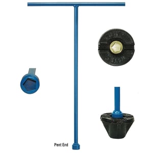 18-inch T-handle service box wrench with pent end manufactured by Team NCT; blue powder coated tool with close-up views of the pent end