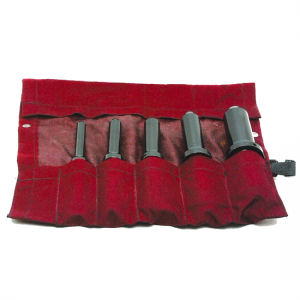 NCT Combo Flare & Rerounding tool set in a dark red canvas roll-up bag