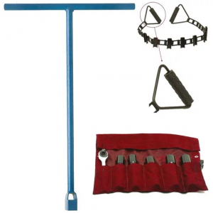 NCT standard gate wrench repair clamp kit shown with socket set and pipe descaler