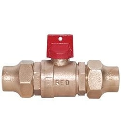 RedHed RI lead-free brass ball curb stop with RED marking in the brass