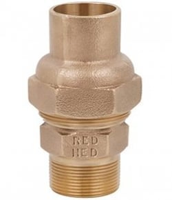 RedHed RI lead-free brass flared male adapter with RED HED imprint in the brass