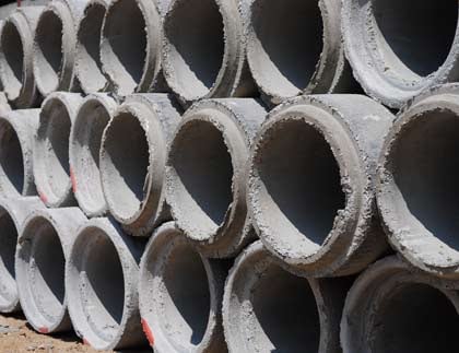 Concrete culverts stacked together