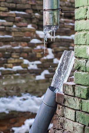 A frozen and broken pipe