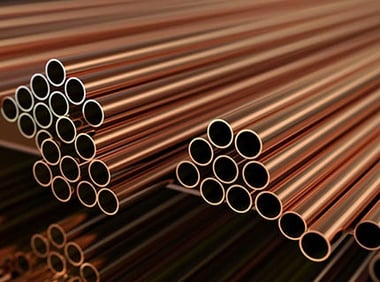 Stack of copper pipes