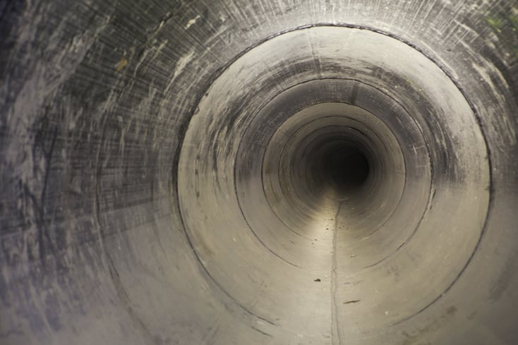 Inside of a long pipe